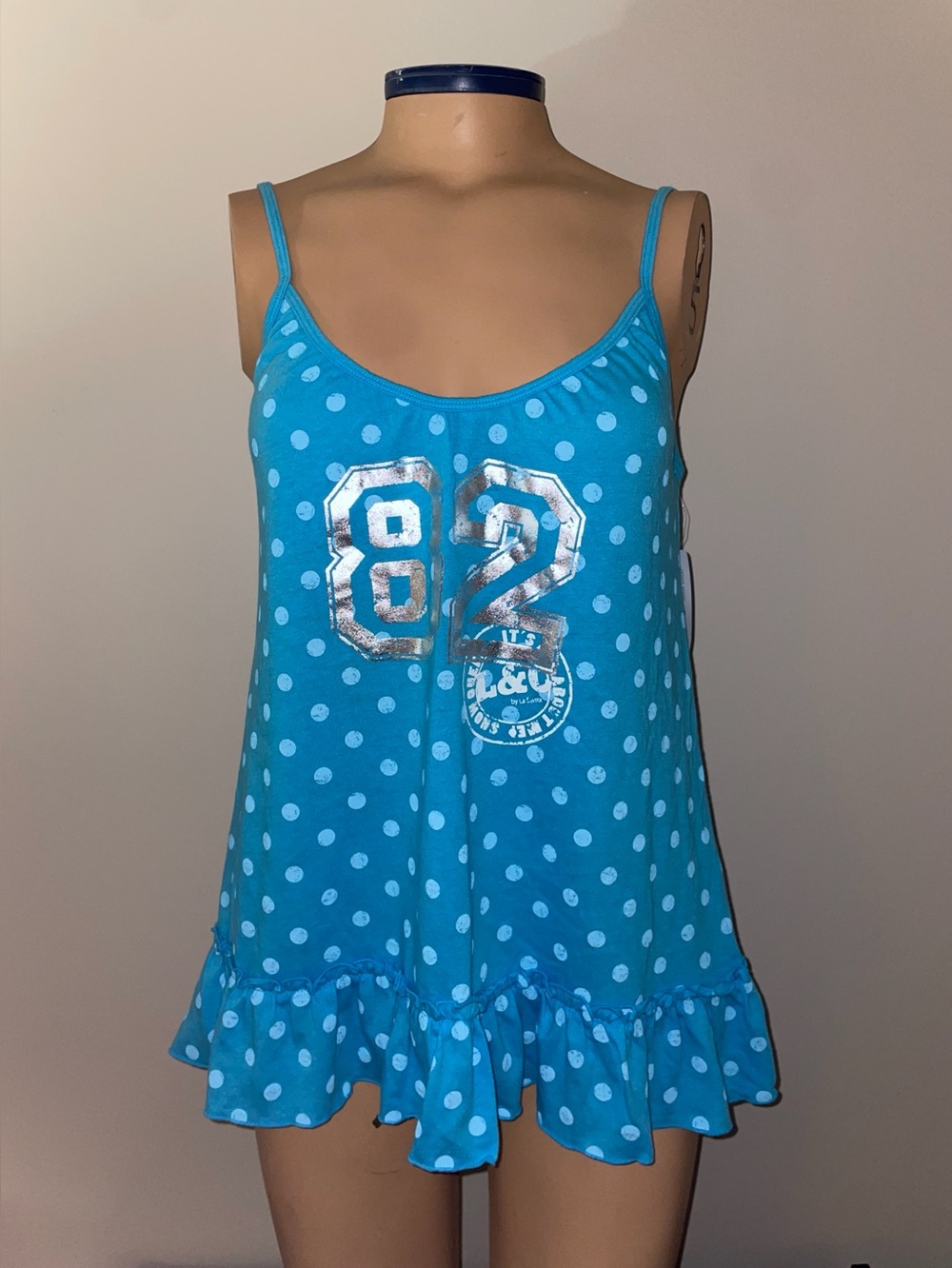 La Senza Lounge Camisole Tank Top Women Size Medium Polka Dots NWT